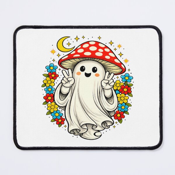 Item preview, Cute Ghost Mushroom Shirt | Kawaii Halloween Aesthetic | Retro Cottagecore Floral Ghost | Peace Sign Spooky Cute Tee designed and sold by JadmeStudio.