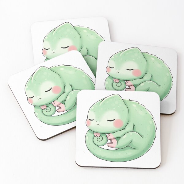 Item preview, Kawaii Round Green Chameleon designed and sold by Teeny Quities.
