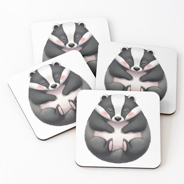 Item preview, Cute Round Sleeping Badger designed and sold by Teeny Quities.