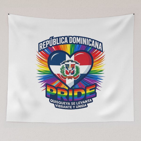 Item preview, Dominican Pride: Vibrant Heart & Rainbow Flag Emblem designed and sold by Wear Sculpt.