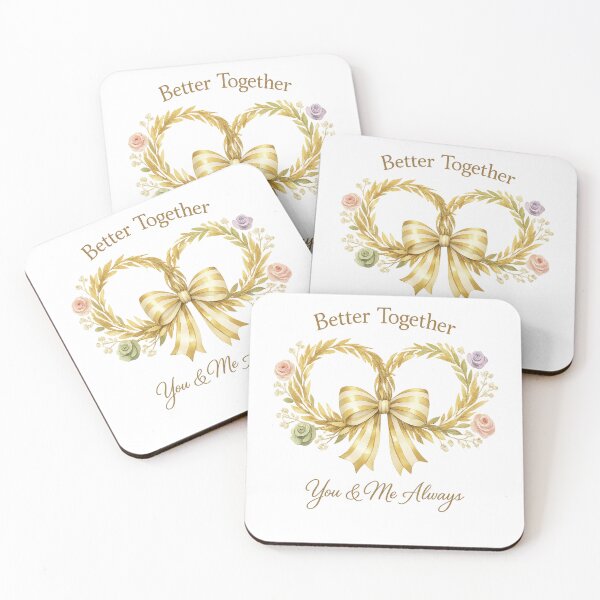 Item preview, Better Together You & Me Always – Romantic Floral Heart Gold Bow T-Shirt designed and sold by JadmeStudio.