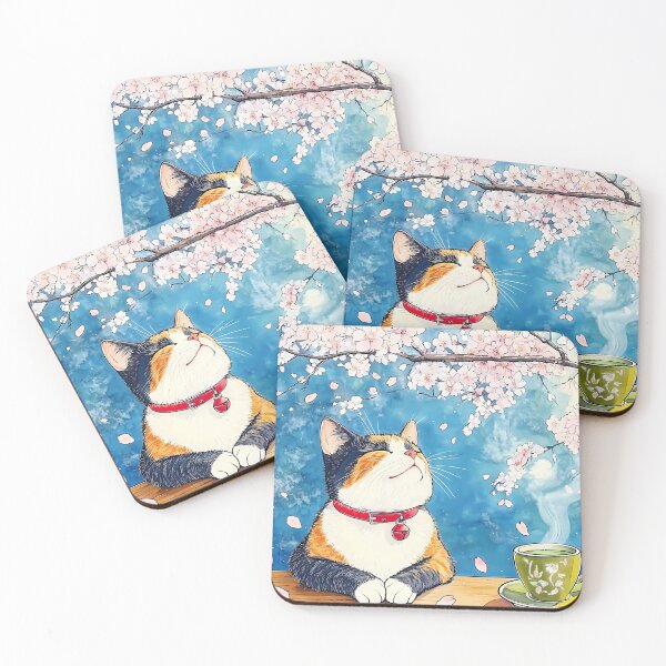 Item preview, Spring Tea Time with a Calico Cat designed and sold by sakurashorty.