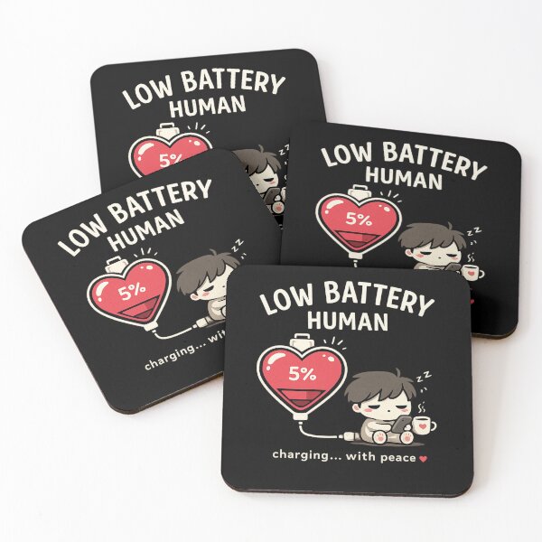 Item preview, Low Battery Human – Charging with Peace | Cute Burnout Relax Design designed and sold by piotr_chojnacki_art.