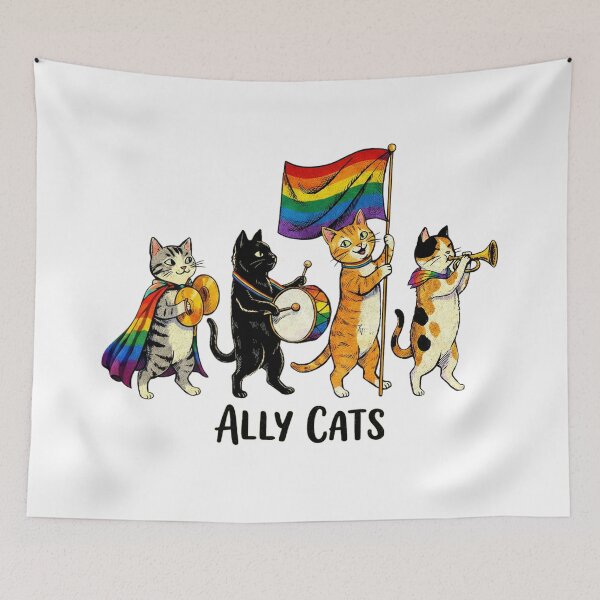 Item preview, Ally Cats Pride Parade Rainbow Flag LGBTQ  designed and sold by Jenn Inashvili.