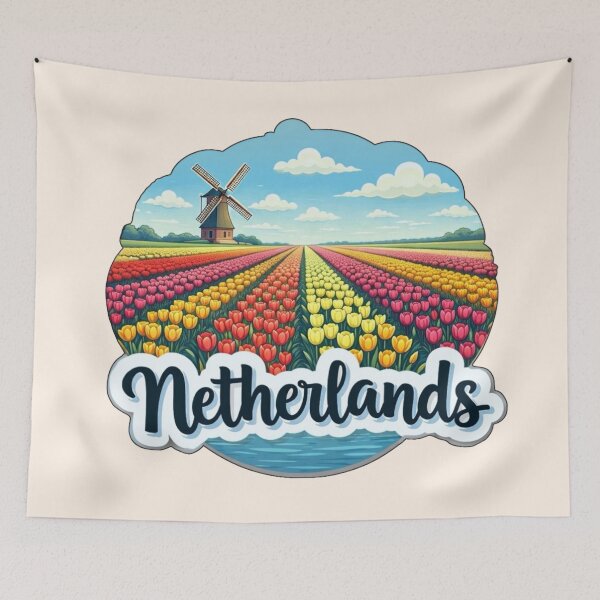 Item preview, Netherlands Tulip Fields designed and sold by Myra365Art.