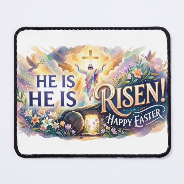 Item preview, He Is Risen Happy Easter - Elegant Floral Tomb Art designed and sold by Wear Sculpt.