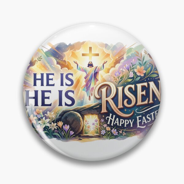 Item preview, He Is Risen Happy Easter - Elegant Floral Tomb Art designed and sold by Wear Sculpt.