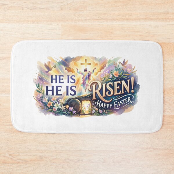 Item preview, He Is Risen Happy Easter - Elegant Floral Tomb Art designed and sold by Wear Sculpt.