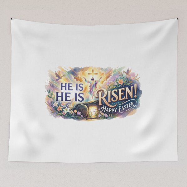 Item preview, He Is Risen Happy Easter - Elegant Floral Tomb Art designed and sold by Wear Sculpt.