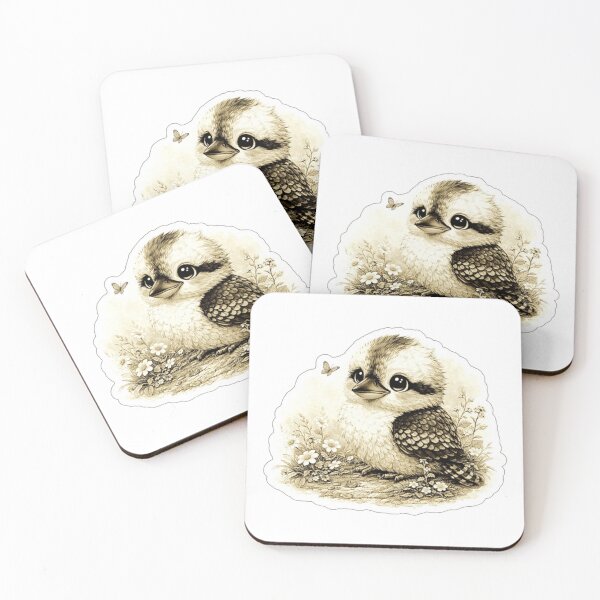 Item preview, Cute Kookaburra Chick – Vintage Style Bird Art designed and sold by BirdsRbeautiful.