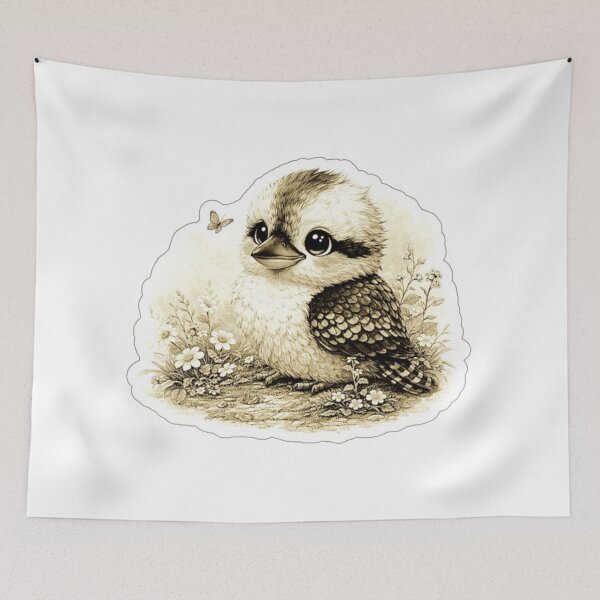 Item preview, Cute Kookaburra Chick – Vintage Style Bird Art designed and sold by BirdsRbeautiful.