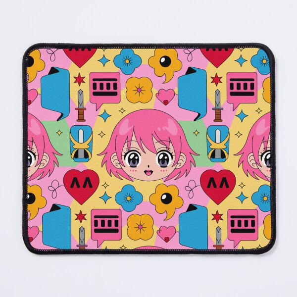 Item preview, Kawaii Anime Girl Seamless Pattern – Pink Hair & Hearts designed and sold by Midnight Veil Designs.