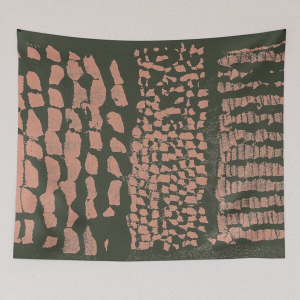 Item preview, Three Grains Textured Monoprint - Pine + Coral designed and sold by Irene Estelle.