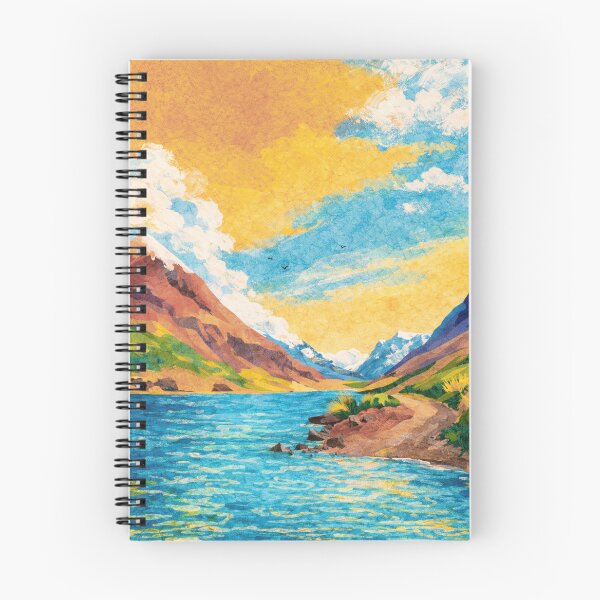 Item preview, Lake View with Snowy Peaks, Watercolor Papercut, Childrens Book Illustration designed and sold by SWSandraWechner.