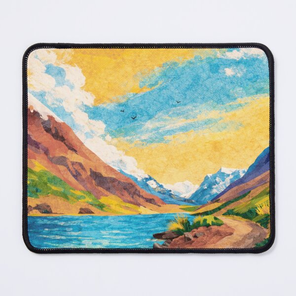 Item preview, Lake View with Snowy Peaks, Watercolor Papercut, Childrens Book Illustration designed and sold by SWSandraWechner.
