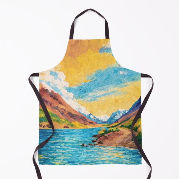 Item preview, Lake View with Snowy Peaks, Watercolor Papercut, Childrens Book Illustration designed and sold by SWSandraWechner.
