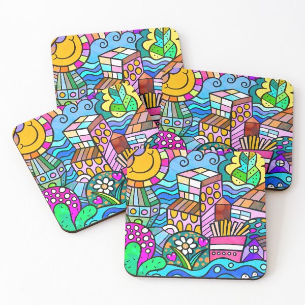 Item preview, Vibrantly Colorful Doodle Art Sunshine, Flowers, And House  designed and sold by DEC02.