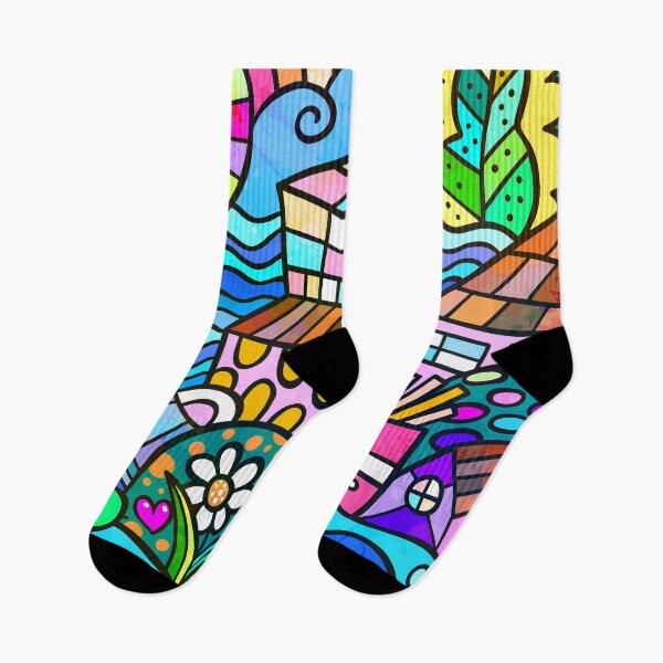 Item preview, Vibrantly Colorful Doodle Art Sunshine, Flowers, And House  designed and sold by DEC02.