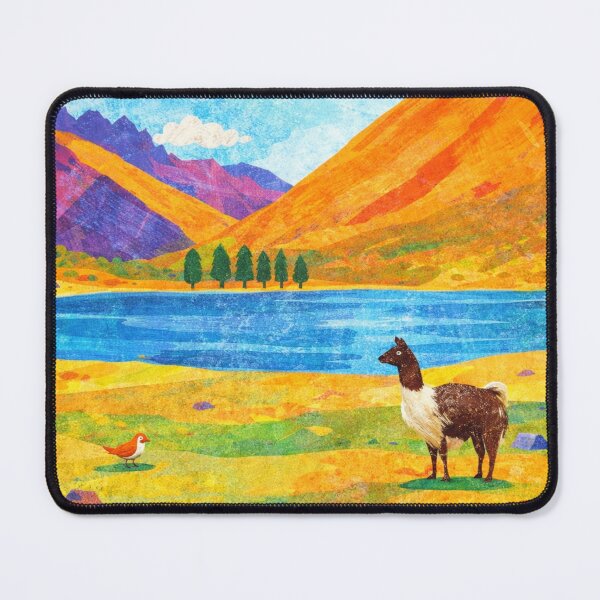 Item preview, Cute Llama by the Lake, Watercolor Papercut, Childrens Book Illustration designed and sold by SWSandraWechner.