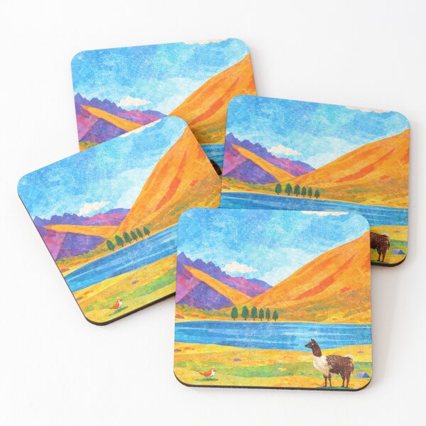 Item preview, Cute Llama by the Lake, Watercolor Papercut, Childrens Book Illustration designed and sold by SWSandraWechner.