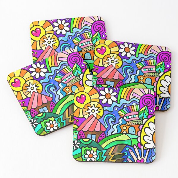 Item preview, Vibrantly Colorful Doodle Hearts And Flowers Digital Art  designed and sold by DEC02.