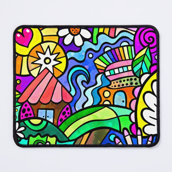 Artikelvorschau, Lebhaft bunte digitale Kunst mit gekritzelten Herzen und Blumen entworfen und verkauft von DEC02.