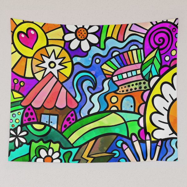 Item preview, Vibrantly Colorful Doodle Hearts And Flowers Digital Art  designed and sold by DEC02.