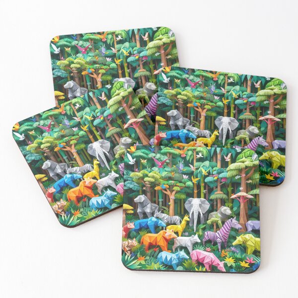 Item preview, Colorful Origami Safari Forest - Geometric Papercraft Animals designed and sold by Yogeshrock.