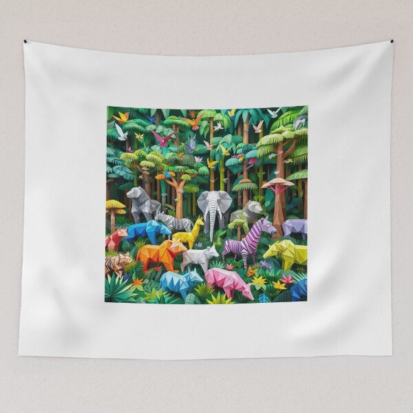 Item preview, Colorful Origami Safari Forest - Geometric Papercraft Animals designed and sold by Yogeshrock.