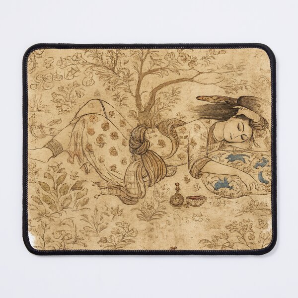 Item preview, Vintage Persian Miniature Style Reclining Woman Illustration Design for Antique Art Lovers designed and sold by RickE.