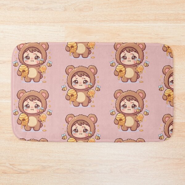 Item preview, Sad Kawaii Bear Kid with Bees – Cute Honey Bee Chibi Cartoon Design designed and sold by Eart98.