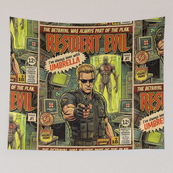 Item preview, Resident Evil Albert Wesker Retro Vintage Comic Cover Art designed and sold by Back2Collage.