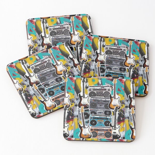 Item preview, Graffiti Sound Riot Stickerbomb – Street Art Guitar & Boombox Design designed and sold by ShirtsOfDeath.