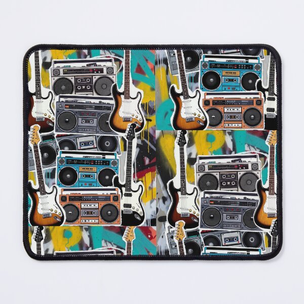 Item preview, Graffiti Sound Riot Stickerbomb – Street Art Guitar & Boombox Design designed and sold by ShirtsOfDeath.