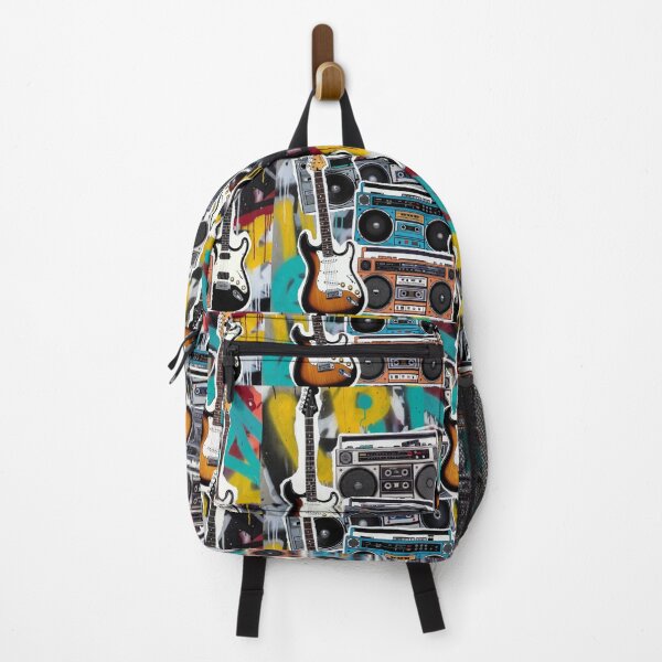 Item preview, Graffiti Sound Riot Stickerbomb – Street Art Guitar & Boombox Design designed and sold by ShirtsOfDeath.