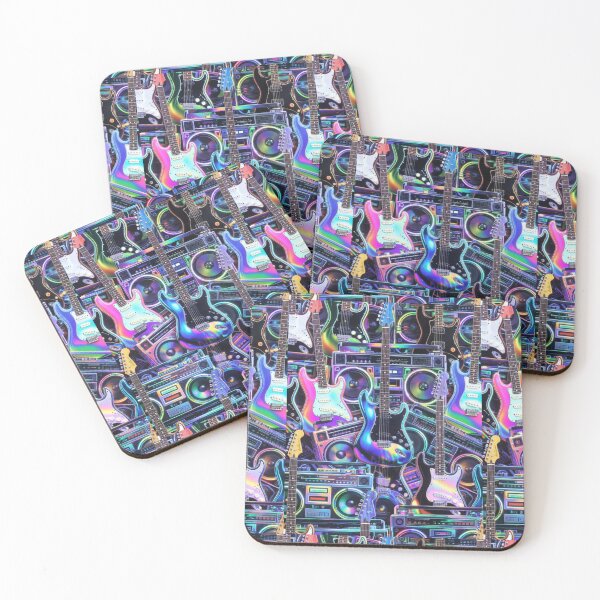 Item preview, Neon Sound Riot Stickerbomb – Cyberpunk Guitar & Boombox Collage designed and sold by ShirtsOfDeath.