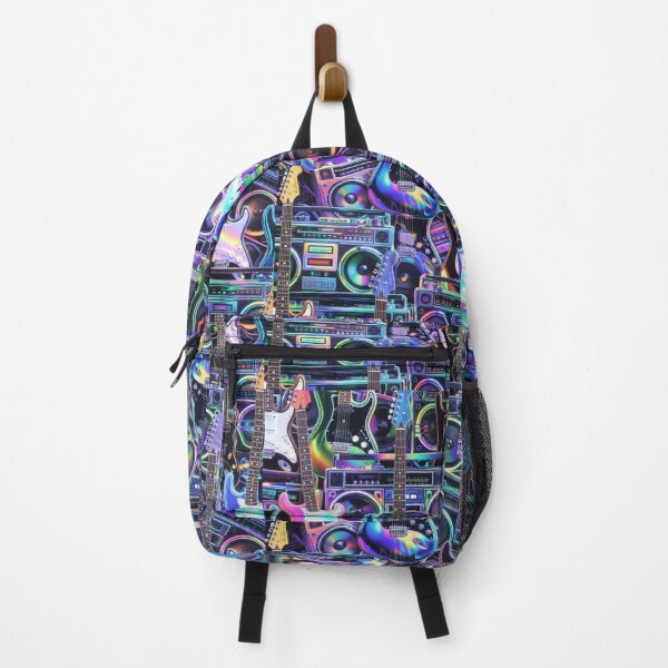 Item preview, Neon Sound Riot Stickerbomb – Cyberpunk Guitar & Boombox Collage designed and sold by ShirtsOfDeath.