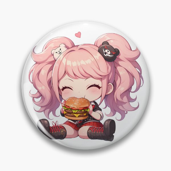 Item preview, Junko Enoshima Danganronpa Chibi Kawaii Burger Smile designed and sold by earlobejerk.