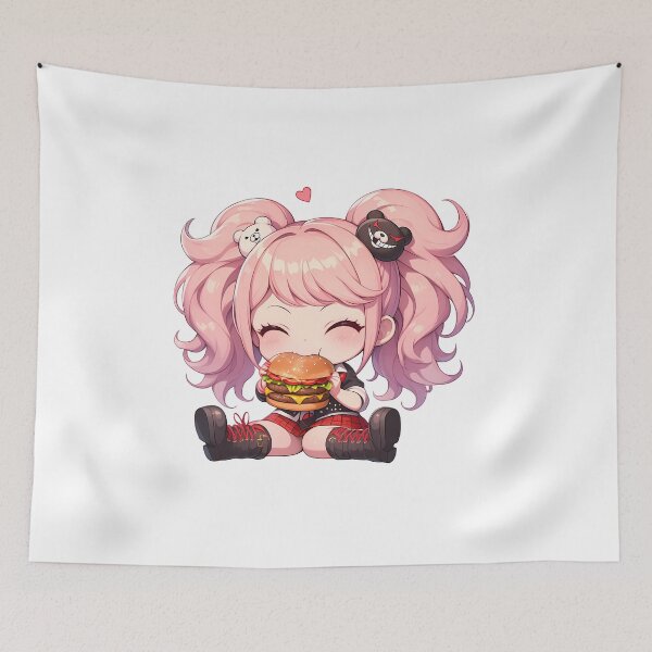Item preview, Junko Enoshima Danganronpa Chibi Kawaii Burger Smile designed and sold by earlobejerk.