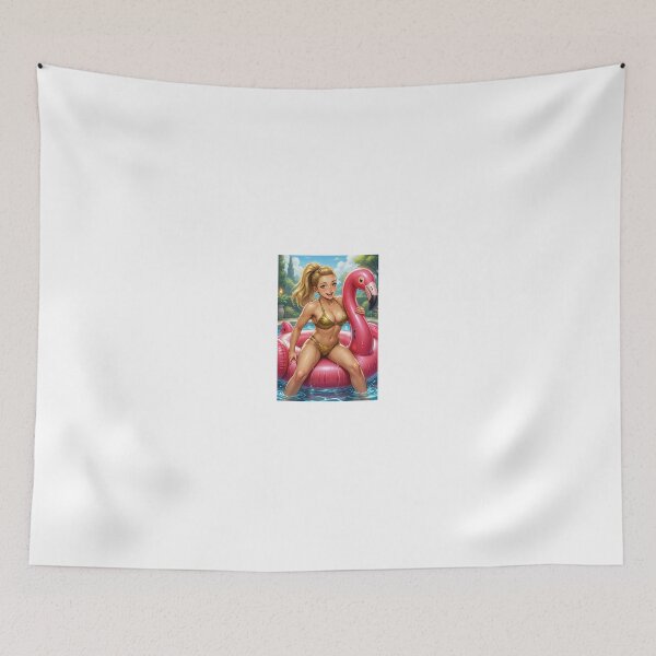 Item preview, adora gold bikini on pink flamingo in pool designed and sold by CathryneDelamort.