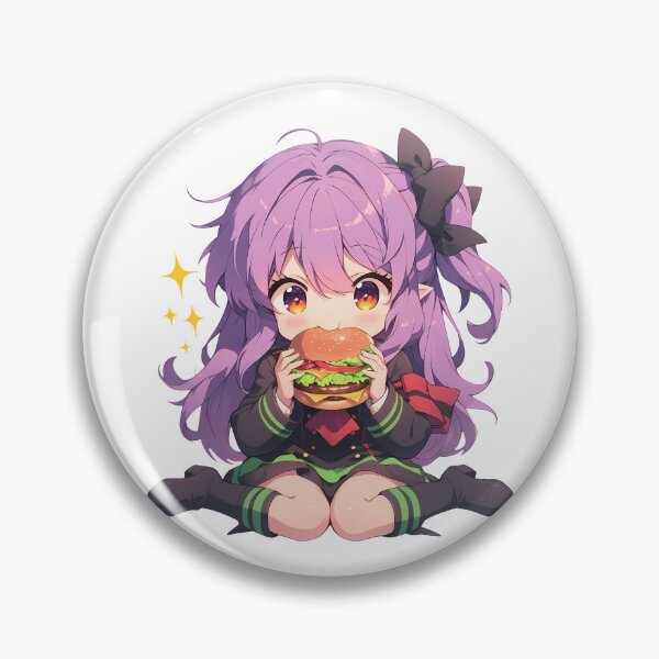 Item preview, Hiiragi Shinoa Seraph End Chibi Burger Smile designed and sold by earlobejerk.