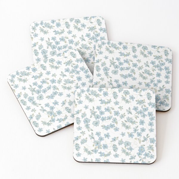 Item preview, Light Blue Flower Blossom Pattern on White Background designed and sold by burbankdesigns.