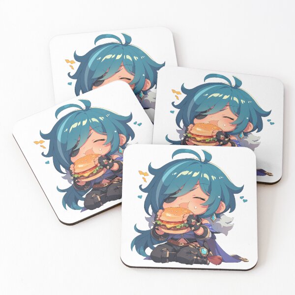Item preview, Kaeya Genshin Impact Chibi Burger Mood designed and sold by earlobejerk.