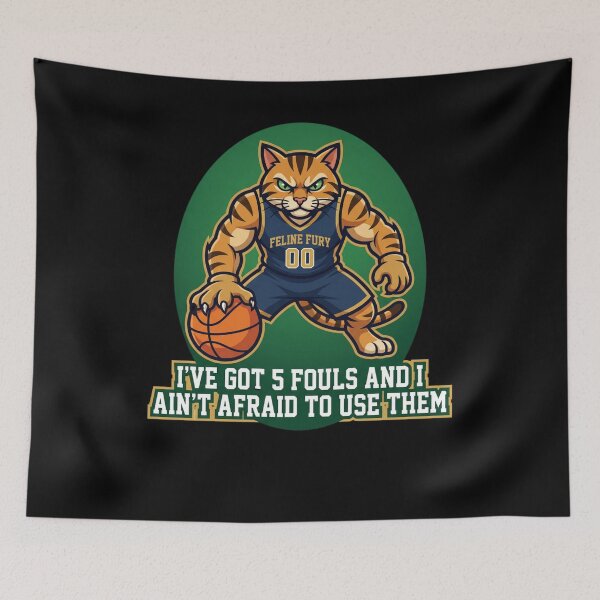 Item preview, Fierce Cat Basketball Player 5 Fouls Quote designed and sold by snowry.