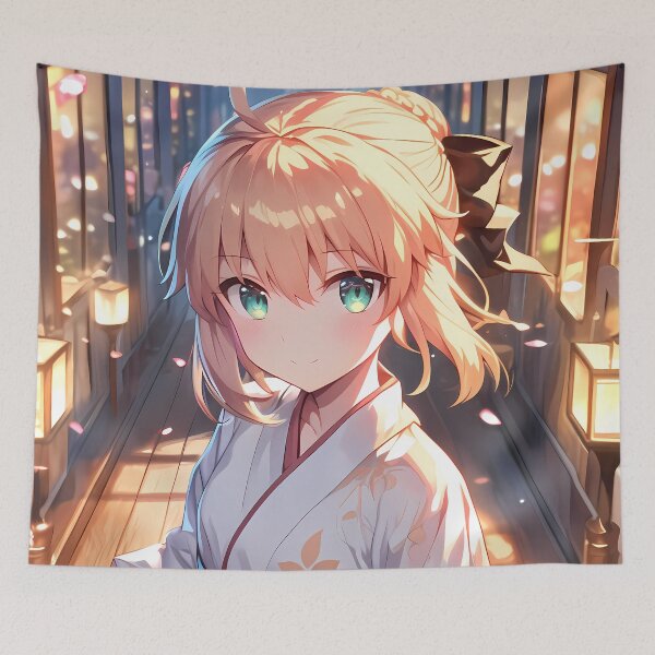 Item preview, Saber Lily Fate Grand Order Lantern Glow Kimono Chibi designed and sold by TanglenRabbit.