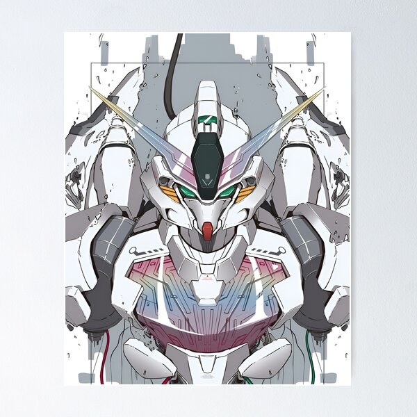 Item preview, White Mecha Robot – Futuristic Anime Gundam Style Armor with Neon Core designed and sold by Dyan4.