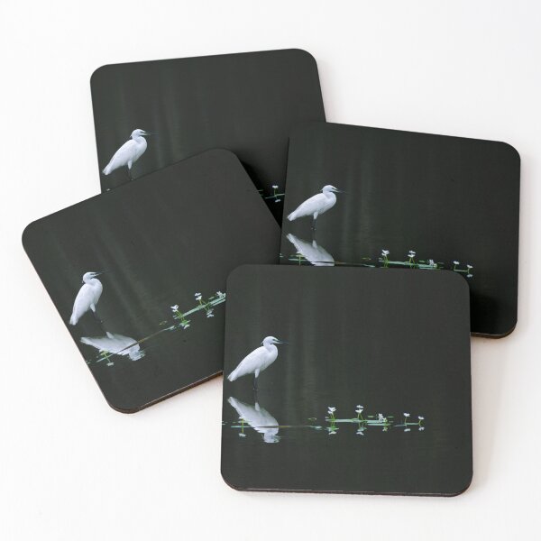 Item preview, Silent Reflection – Minimalist White Bird on Dark Water designed and sold by LensAndJi.