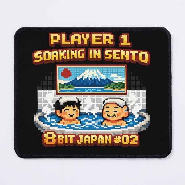 Aperçu de l'œuvre Graphisme rétro 8 bits d'un bain public japonais avec le mont Fuji créée et vendue par maaameee.