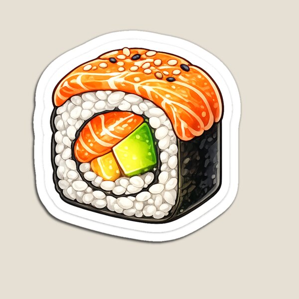 Item preview, Cute Salmon Sushi Roll Illustration designed and sold by digitalshaikh.