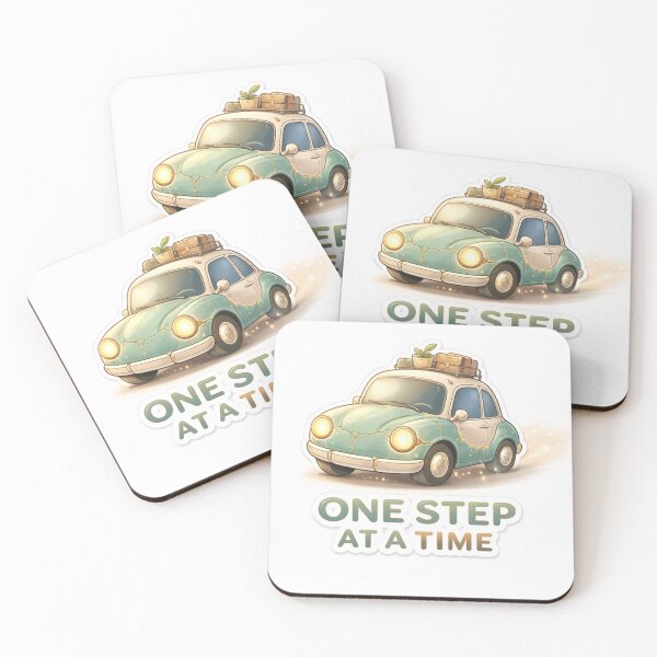 Item preview, One Step At A Time Vintage Car Sticker | Motivational Aesthetic Retro Travel Design. designed and sold by ZenGrowth4.